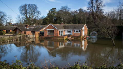 Floodwater in Severn Stoke in 2014