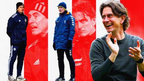 A composite image of Brentford manager Thomas Frank