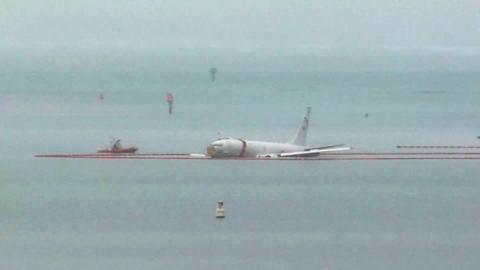 Nobody aboard the P-8A Poseidon was injured in the Monday afternoon incident