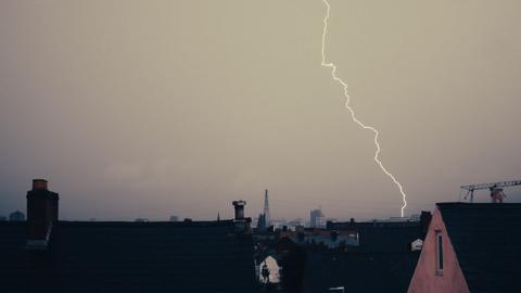 Lightning over Belfast, photographed by a weather watcher in late July