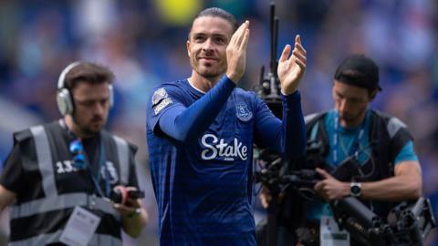 Jack Grealish applauds as Everton beat Brighton at the Hill Dickinson Stadium