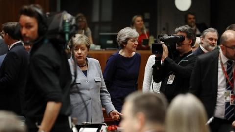 Theresa May and Angela Merkel at EU summit