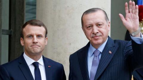 French President Emmanuel Macron and Turkey's president Tayyip Erdogan