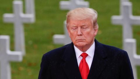 U.S. President Donald Trump takes part in the commemoration ceremony for Armistice Day,