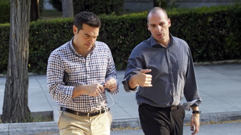 Alexis Tsipras and Yanis Varoufakis, 13 June 2015