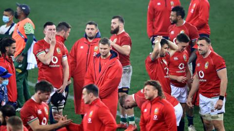 Lions players and staff looking dejected after the final Test