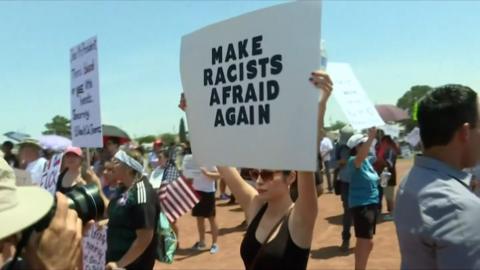 People in El Paso protest Trump's visit