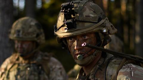 A British Army officer during a training exercise