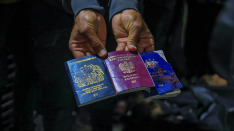 Three passports of World Central Kitchen workers