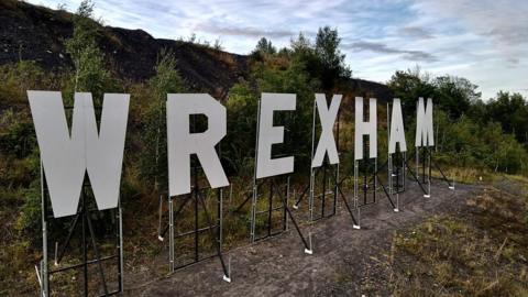 A large Hollywood-style sign has appeared in Wrexham, and no one knows who put it there.