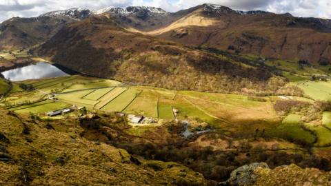 Goldrill Beck running through the Patterdale valley in winter