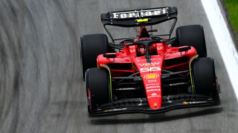 Ferrari's Carlos Sainz in Sao Paulo Grand Prix first practice