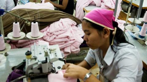 A Cambodian textile worker