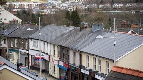 A row of houses in the Gwent Valleys