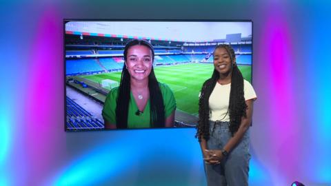 Emma-Louise on the Newsround set