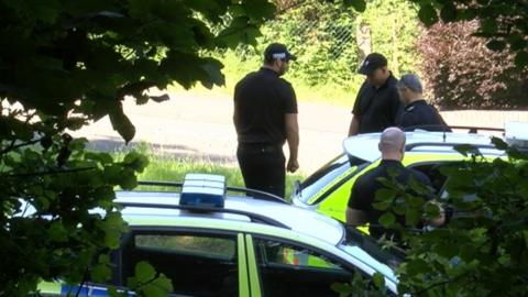 Police on Caerphilly mountain road