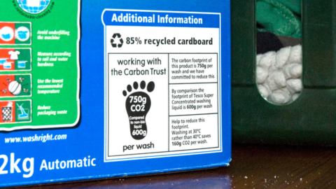 Carbon labelling showing footprint symbol