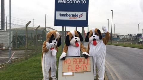 Protesters at Humberside Airport
