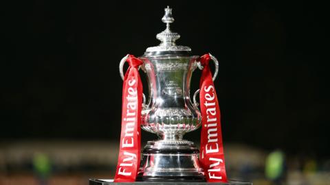 A photo of the FA Cup trophy