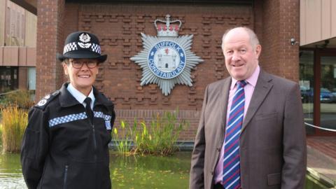 Chief Constable Rachel Kearton with Suffolk Police and Crime Commissioner Tim Passmore