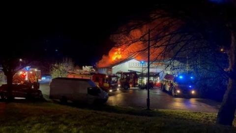 The scene of the blaze on Cardiff Road, Aberaman