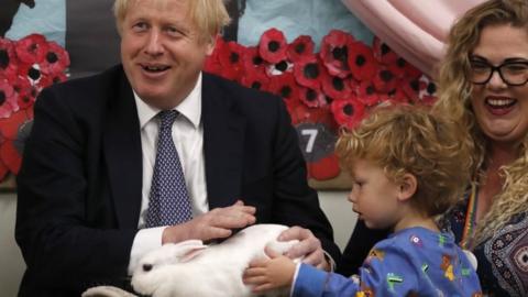 Boris Johnson with a rabbit