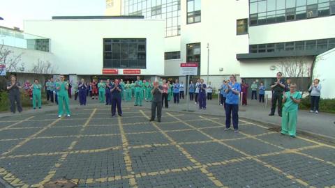 Staff at Aberdeen Royal Infirmary paused to clap