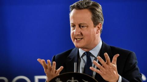 David Cameron delivers a speech during an European Union summit