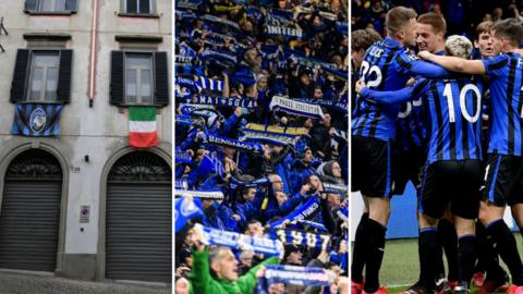 Atalanta fans and players