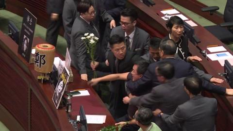 Scene of chaos inside Hong Kong parliament