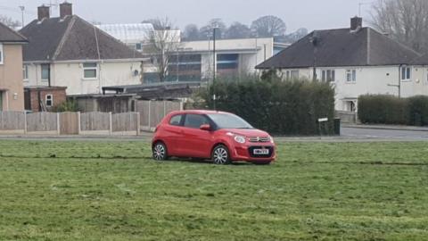 Kate Marsh's car on the green