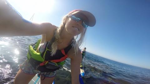 Stand-up paddleboarder Catherine Friend