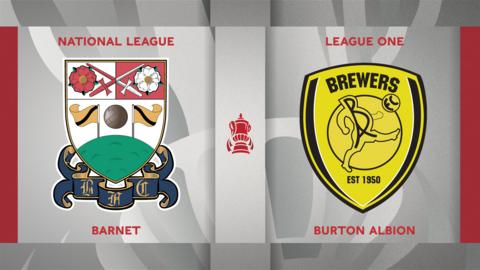 Barnet v Burton Albion badge graphic