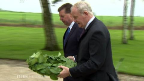 Martin McGuinness laying wreath for the dead of the 36th Ulster Division
