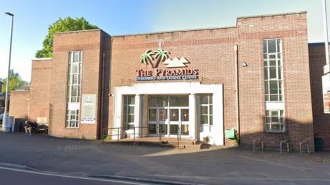 The front of Pyramids leisure centre