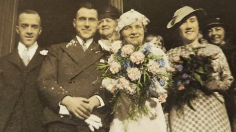 Captain George Karran and Evelyn Kenna on their wedding day 