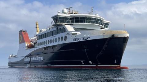 The MV Isle of Islay arriving in Scotland.
