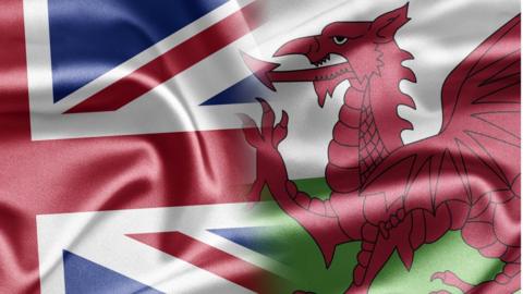 Union flag merged into Welsh dragon flag