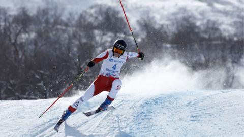 Katrin Ofner competes during the FIS Freestyle World Ski Championships Men's and Women's Ski Cross