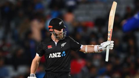 Kane Williamson in one-day international action for New Zealand