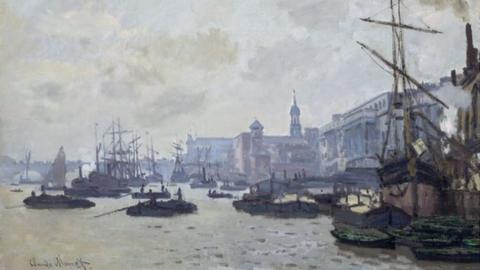 A Monet painting of boats on the River Thames