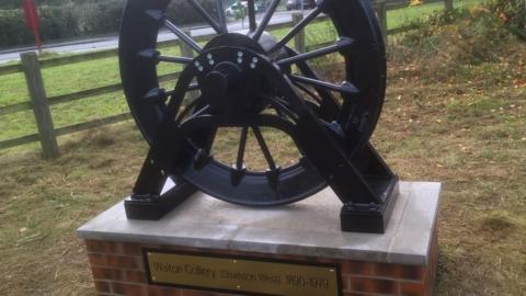 Walton Colliery memorial pit wheel