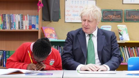 Boris Johnson visiting a school in Kent