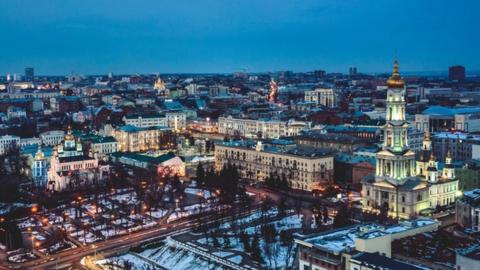 Evening in the centre of Kharkiv