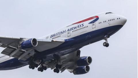 British Airways Boeing 747-400 airplane, the large jumbo jet with the nickname Queen of the skies