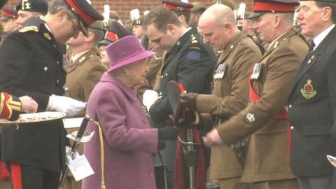 The Queen presented leeks to mark St David's Day to members of The Royal Welsh regiment