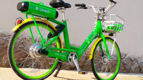 A Lime, electric bicycle