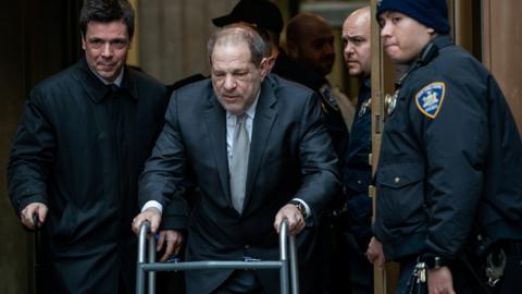 Film producer Harvey Weinstein departs New York Criminal Court after his ongoing sexual assault trial in the Manhattan borough of New York City, New York, U.S., January 13, 2020