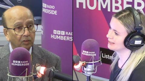 Carla Greene in the studio with Prof Fayyaz Ahmed