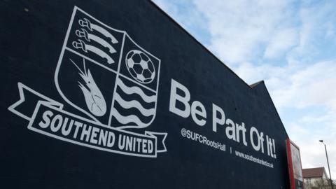 Southend United sign at the club's Roots Hall home ground